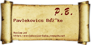 Pavlekovics Béke névjegykártya